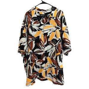 Malibu Abstract Brushstroke Camp Shirt floral - Black, Brown, Yellow, White
